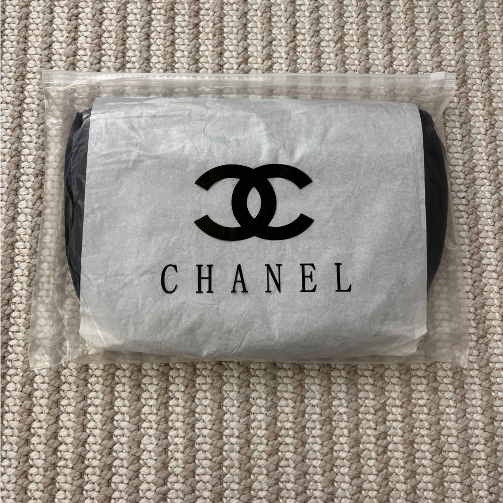 Chanel Black And White Logo Pouch